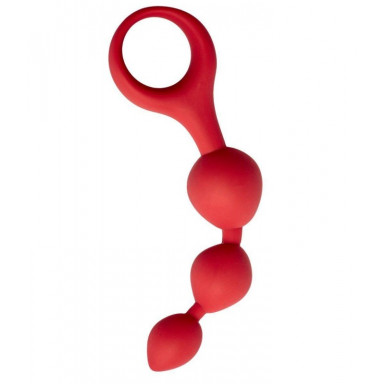 Красная анальная цепочка Anal Chain с ручкой-кольцом, фото