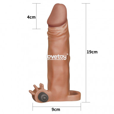 Коричневая вибронасадка-удлинитель на пенис Add 2 Pleasure X Tender Vibrating Penis Sleeve - 19 см. фото 2