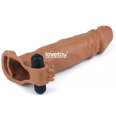 Коричневая вибронасадка-удлинитель на пенис Add 2 Pleasure X Tender Vibrating Penis Sleeve - 19 см. фото 3