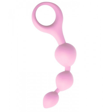 Нежно-розовая анальная цепочка Anal Chain с ручкой-кольцом, фото
