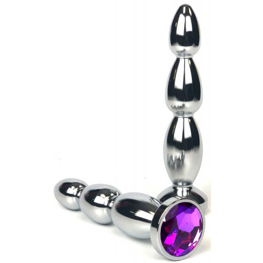 Серебристая пробка-ёлочка с фиолетовым кристаллом - 14 см., фото