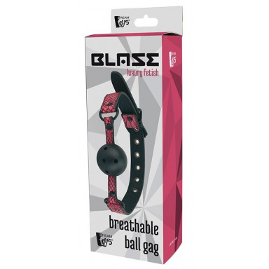 Черно-розовый кляп-шарик с отверстиями BALL GAG фото 2