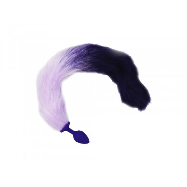 Фиолетовая анальная пробка с длинным красивым хвостом, фото