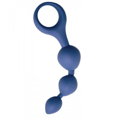 Синяя анальная цепочка Anal Chain с ручкой-кольцом, фото