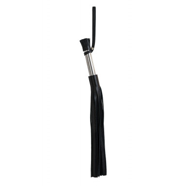 Чёрная кожаная плеть с 24 хвостами и металлической ручкой - 53 см., фото