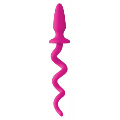 Розовая анальная пробка с хвостом-спиралью Oinkz, фото