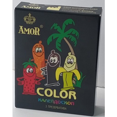 Цветные ароматизированные презервативы AMOR Color Яркая линия - 3 шт., фото