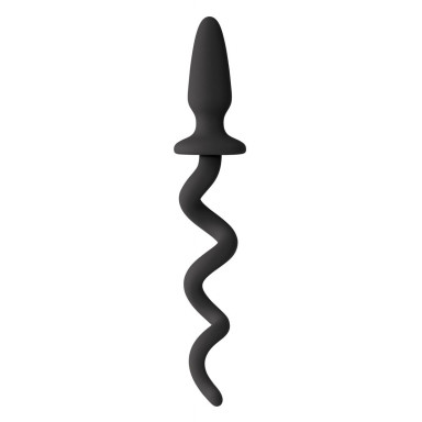 Черная анальная пробка с хвостом-спиралью Oinkz, фото