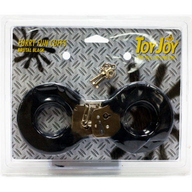 Меховые черные наручники с ключами фото 2