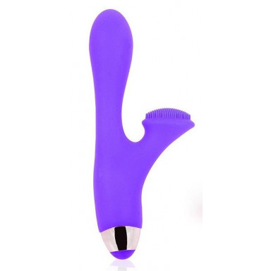 Фиолетовый вибромассажер с клиторальным стимулятором с шипиками, фото