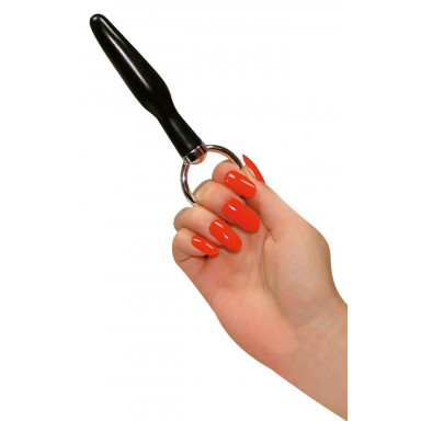 Анальный массажер с серебристой ручкой-кольцом - 10,5 см. фото 3