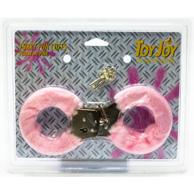 Розовые меховые наручники с ключами, фото