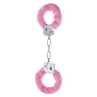 Розовые меховые наручники с ключами фото 2