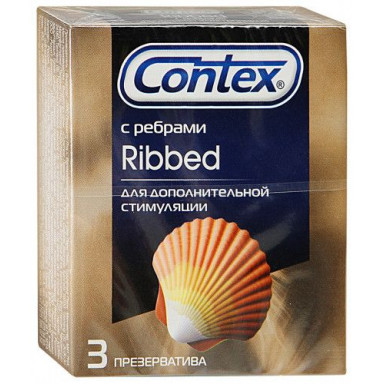 Презервативы с рёбрышками CONTEX Ribbed - 3 шт., фото