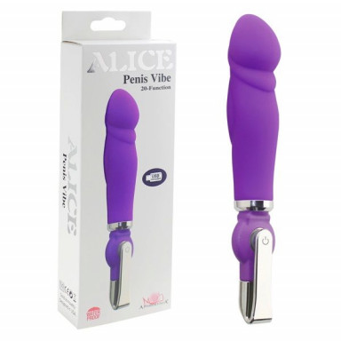 Фиолетовый вибратор ALICE 20-Function Penis Vibe - 17,5 см. фото 3