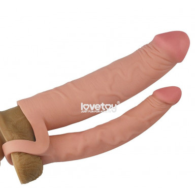 Телесная насадка для двойного проникновения Add 2 Pleasure X Tender Double Penis Sleeve - 20 см. фото 2