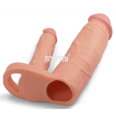 Телесная насадка для двойного проникновения Add 2 Pleasure X Tender Double Penis Sleeve - 20 см. фото 3