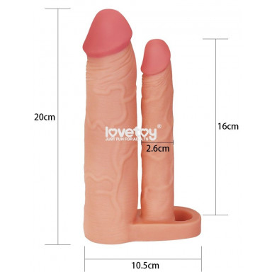 Телесная насадка для двойного проникновения Add 2 Pleasure X Tender Double Penis Sleeve - 20 см. фото 4