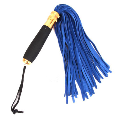 Синяя многохвостовая плеть с черной ручкой - 40 см., фото