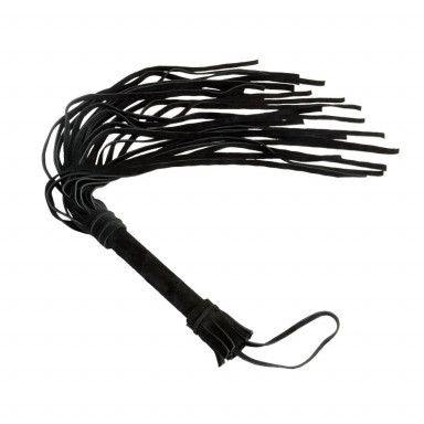Чёрная плеть из натуральной велюровой кожи - 65 см., фото