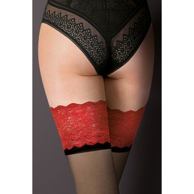 Чулки Victoria с ажурной резинкой на силиконе, 3-4 размер, красный, черный, фото