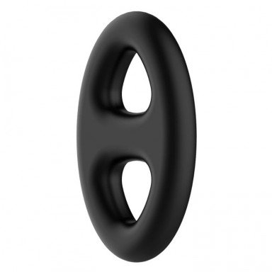 Чёрное эрекционное кольцо с петлёй для мошонки фото 2