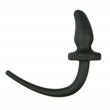 Черная анальная пробка Dog Tail Plug с хвостом, фото