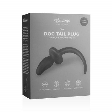 Черная анальная пробка Dog Tail Plug с хвостом фото 3