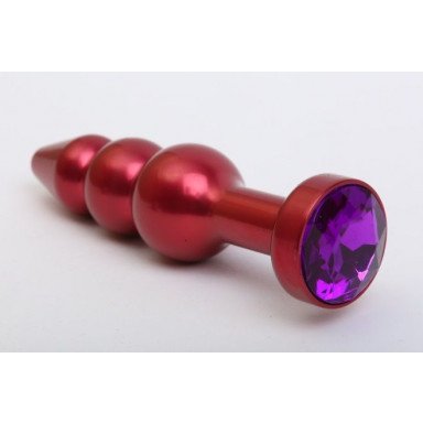 Красная анальная ёлочка с фиолетовым кристаллом - 11,2 см., фото