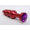 Красная анальная ёлочка с фиолетовым кристаллом - 11,2 см., фото