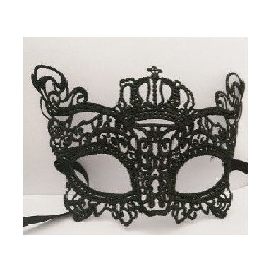 Кружевная маска в венецианском стиле с маленькой короной фото 2