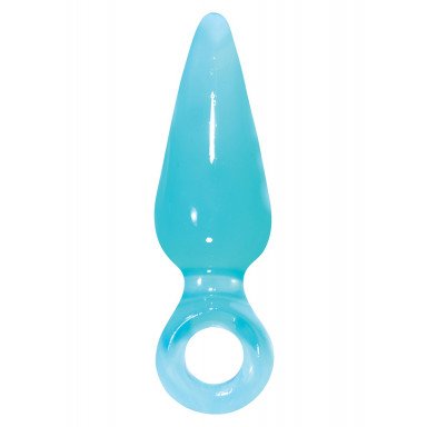 Голубая анальная пробка с кольцом Pleasures Plug Mini - 9 см., фото