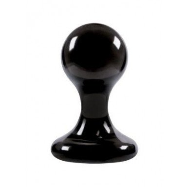 Чёрная анальная пробка среднего размера Luna Balls на присоске - 8,5 см., фото