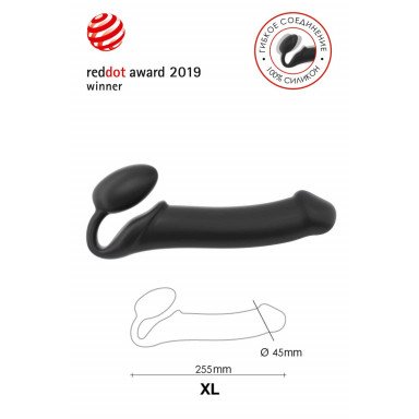 Черный безремневой страпон Silicone Bendable Strap-On XL фото 5