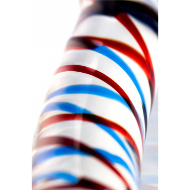 Двусторонний стеклянный фаллос с разноцветными спиралями - 21 см. фото 2