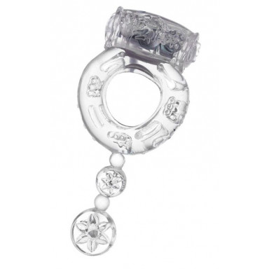 Прозрачное эрекционное кольцо с вибратором и хвостом, фото