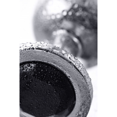 Большая серебристая анальная втулка с чёрным кристаллом - 8,5 см. фото 10