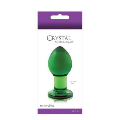 Зеленая стеклянная анальная пробка Crystal Medium - 7,5 см. фото 2