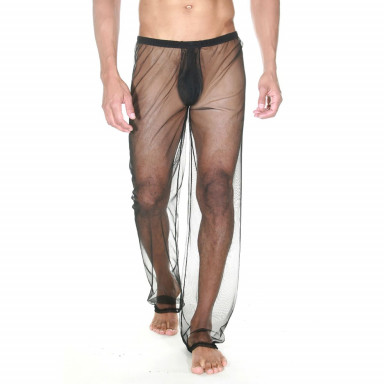 Прозрачные мужские брюки свободной посадки, L-XL, черный, фото