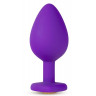 Фиолетовая анальная пробка Bling Plug Large с золотистым стразом - 9,5 см., фото
