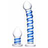 Набор из 2 стеклянных игрушек с синей спиралью Swirly Dildo Buttplug Set, фото