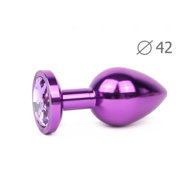 Коническая фиолетовая анальная втулка с кристаллом сиреневого цвета - 9,3 см., фото
