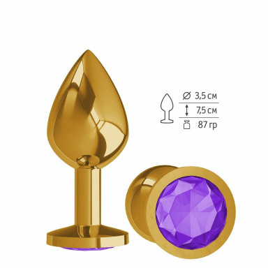 Золотистая средняя пробка с фиолетовым кристаллом - 8,5 см., фото