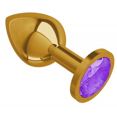 Золотистая средняя пробка с фиолетовым кристаллом - 8,5 см. фото 2