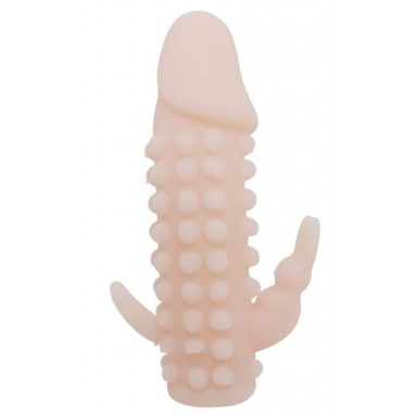 Телесная насадка на пенис со стимулятором клитора - 12,2 см., фото