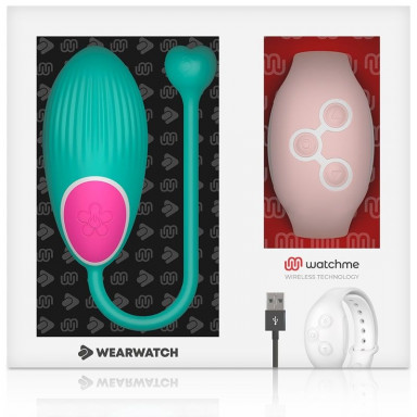 Зеленое виброяйцо с нежно-розовым пультом-часами Wearwatch Egg Wireless Watchme фото 2