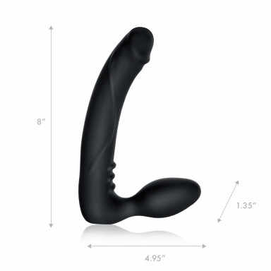Черный безремневой страпон с вибрацией - 20,3 см. фото 2