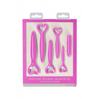 Набор розовых вагинальных расширителей с вибропулей Silicone Vaginal Dilator Set фото 2