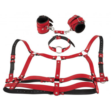 Красный комплект БДСМ-аксессуаров Harness Set фото 2
