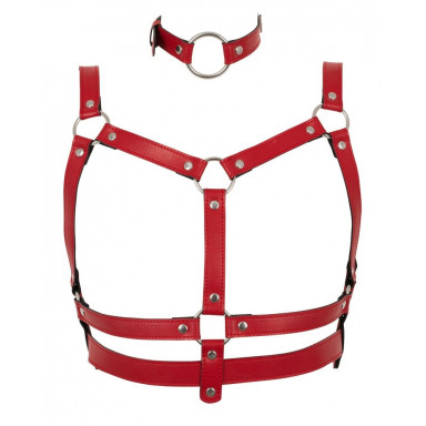 Красный комплект БДСМ-аксессуаров Harness Set фото 3